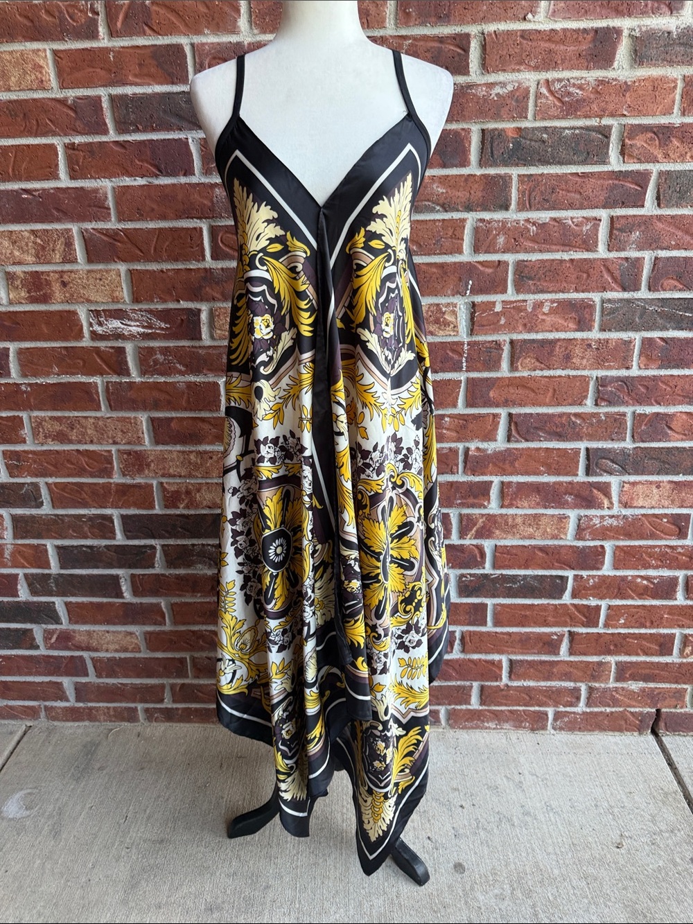 Boston Proper Baroque Scarf Print Handkerchief Hem Slip Dress Size Small